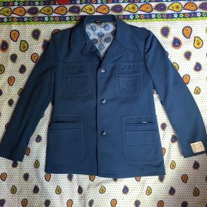 SOLD70s Vintage Blue Leisure Suit Jacket Size 42